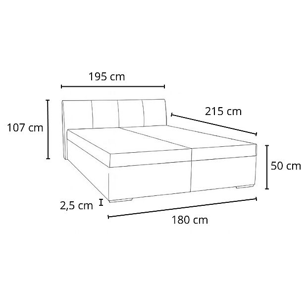Postel LIANA 2 180cm, s roštem a s úložným prostorem - Obrázek 5